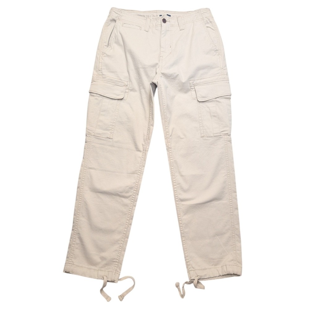American Eagle Cargo Pants Mens 32x30(33x27) Khaki Straight Leg Drawstring Hem